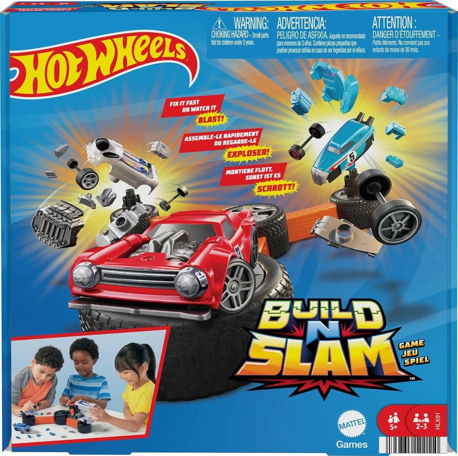 Mattel Games Hot Wheels 5-in-1 Kids Games Set Decorated with Car Graphics for Family & Game Nights, Parties & Travel