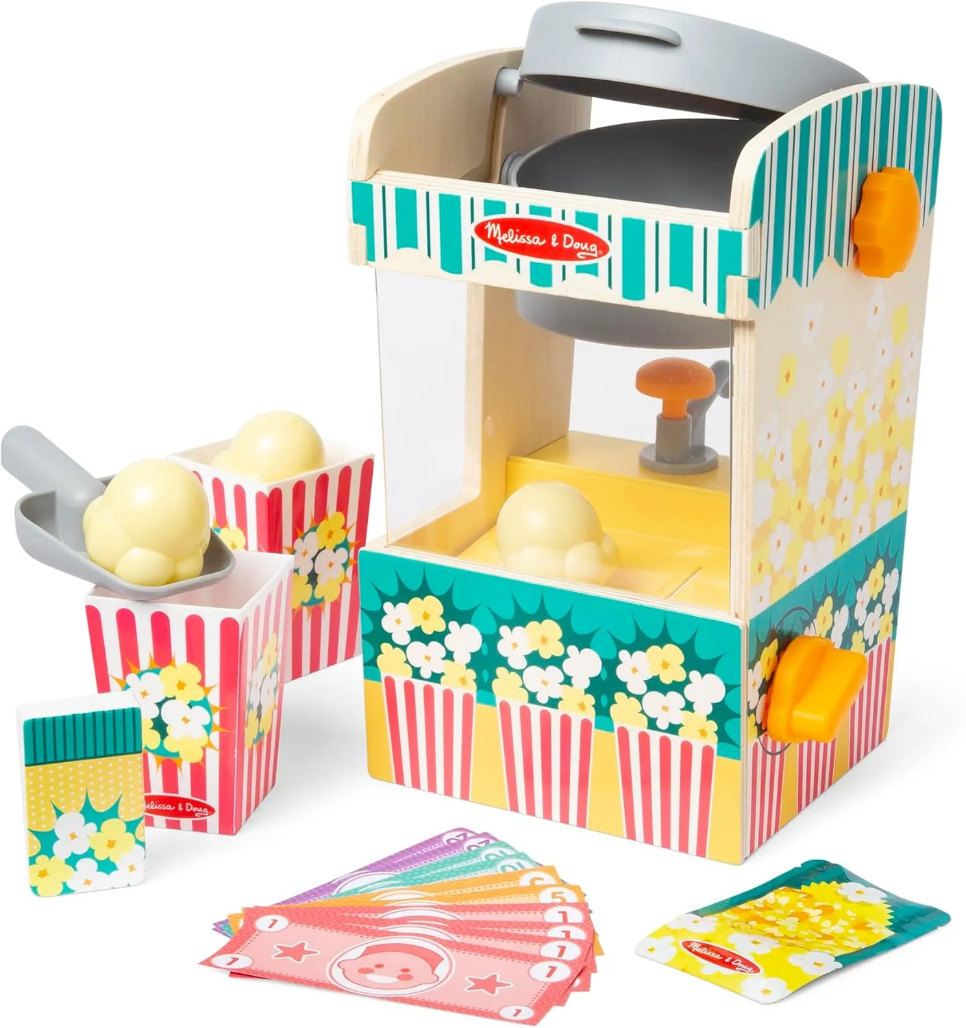 Melissa & Doug Fun at The Fair! Wooden Popcorn Popping Play Food Set - FSC Certified