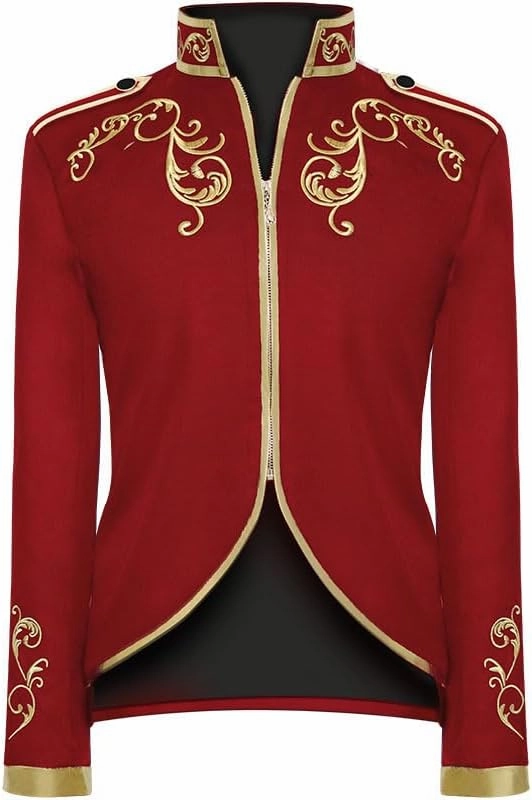Men's Medieval Palace Prince Gold Embroidered Jacket Court Uniform Performance Costume