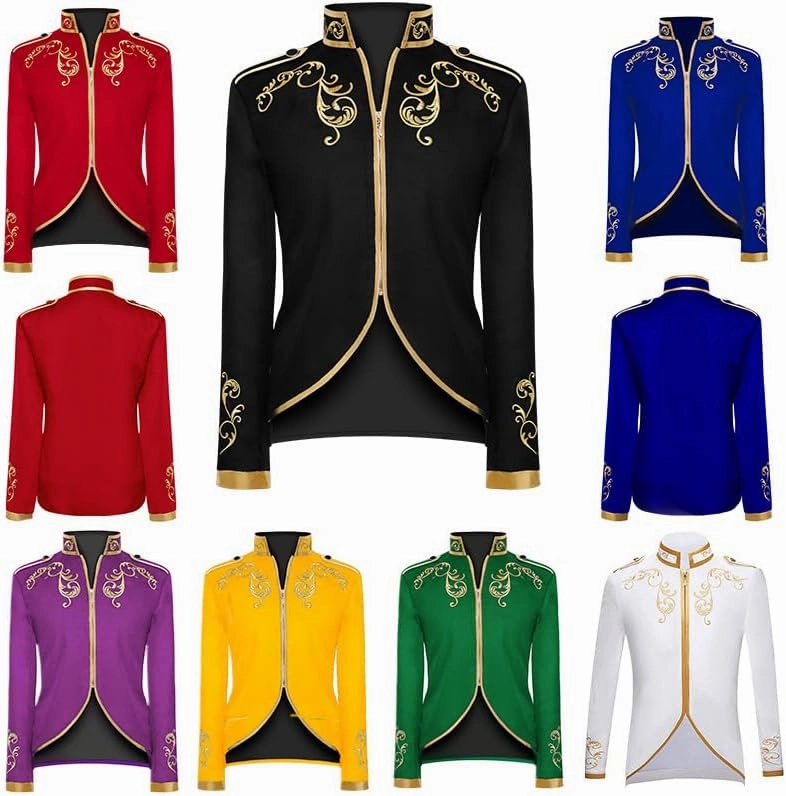 Men's Medieval Palace Prince Gold Embroidered Jacket Court Uniform Performance Costume