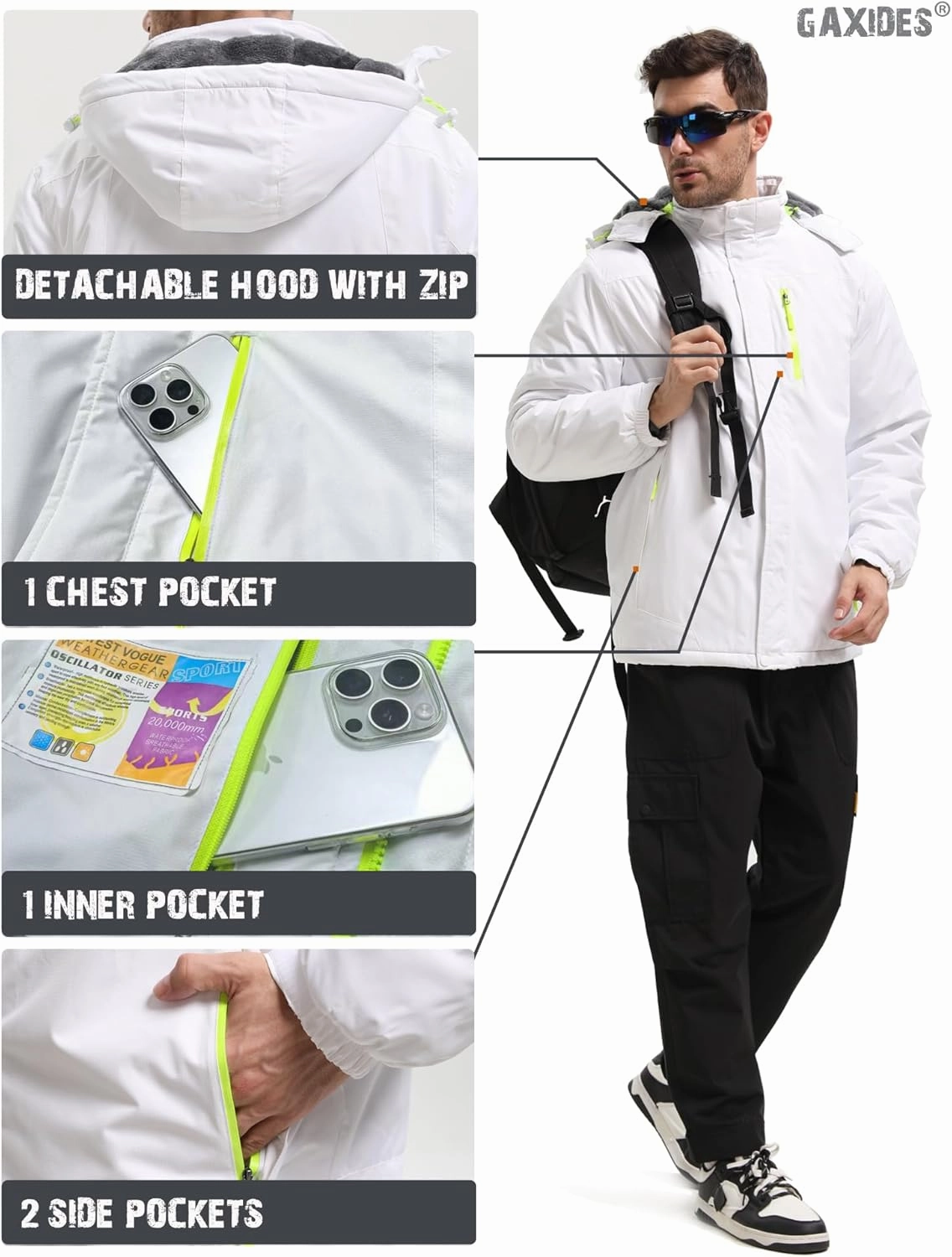 Men’s Skiing Jacket Waterproof windproof Rain Jackets with Hood