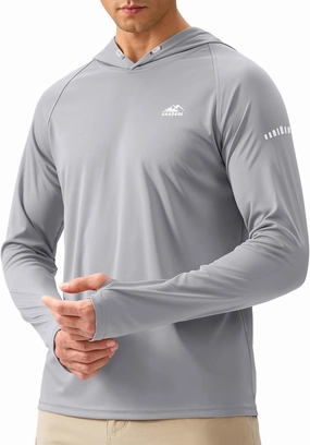 Men's Sun Protection Hoodie Shirt UPF 50  Long Sleeve Fishing Rash Guard UV SPF Summer Lightweight Hiking Shirt for Men