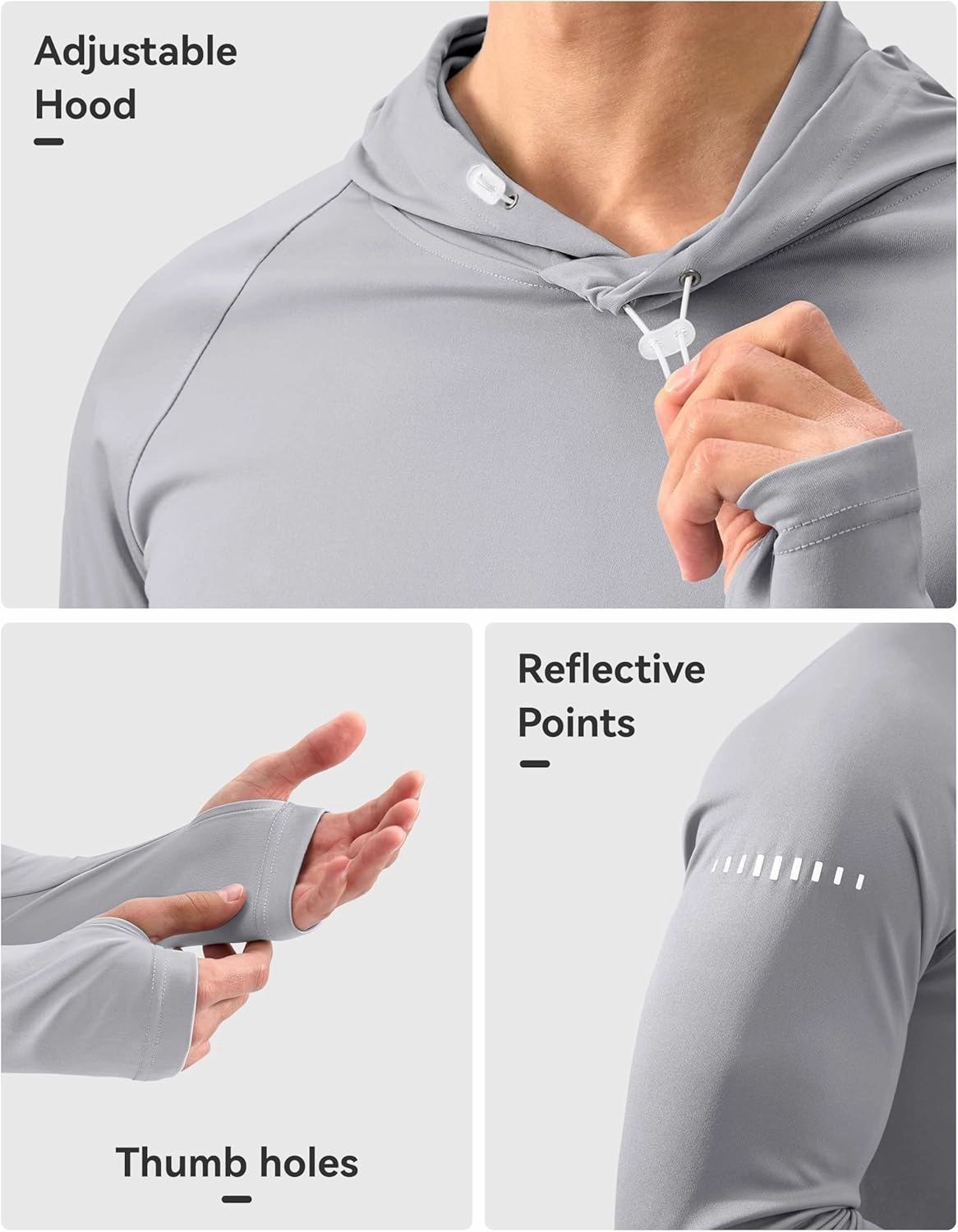 Men's Sun Protection Hoodie Shirt UPF 50  Long Sleeve Fishing Rash Guard UV SPF Summer Lightweight Hiking Shirt for Men