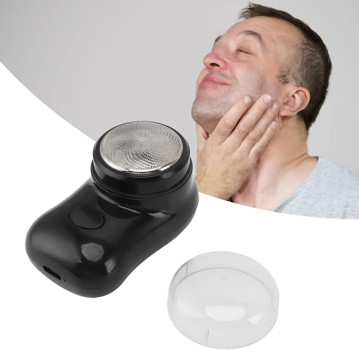 Men's Electric Travel Shaver Mini Rotary Shaver Waterproof Pocket Size Beard Trimmer Cordless USB C Rechargeable Close Shave Small Shaver 400mAh Battery for Car Travel (Electroplated Black)
