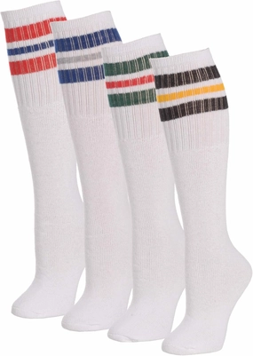 Mens Classic Three Stripe Sports Tube Socks Size 13-15 (4-Pairs)