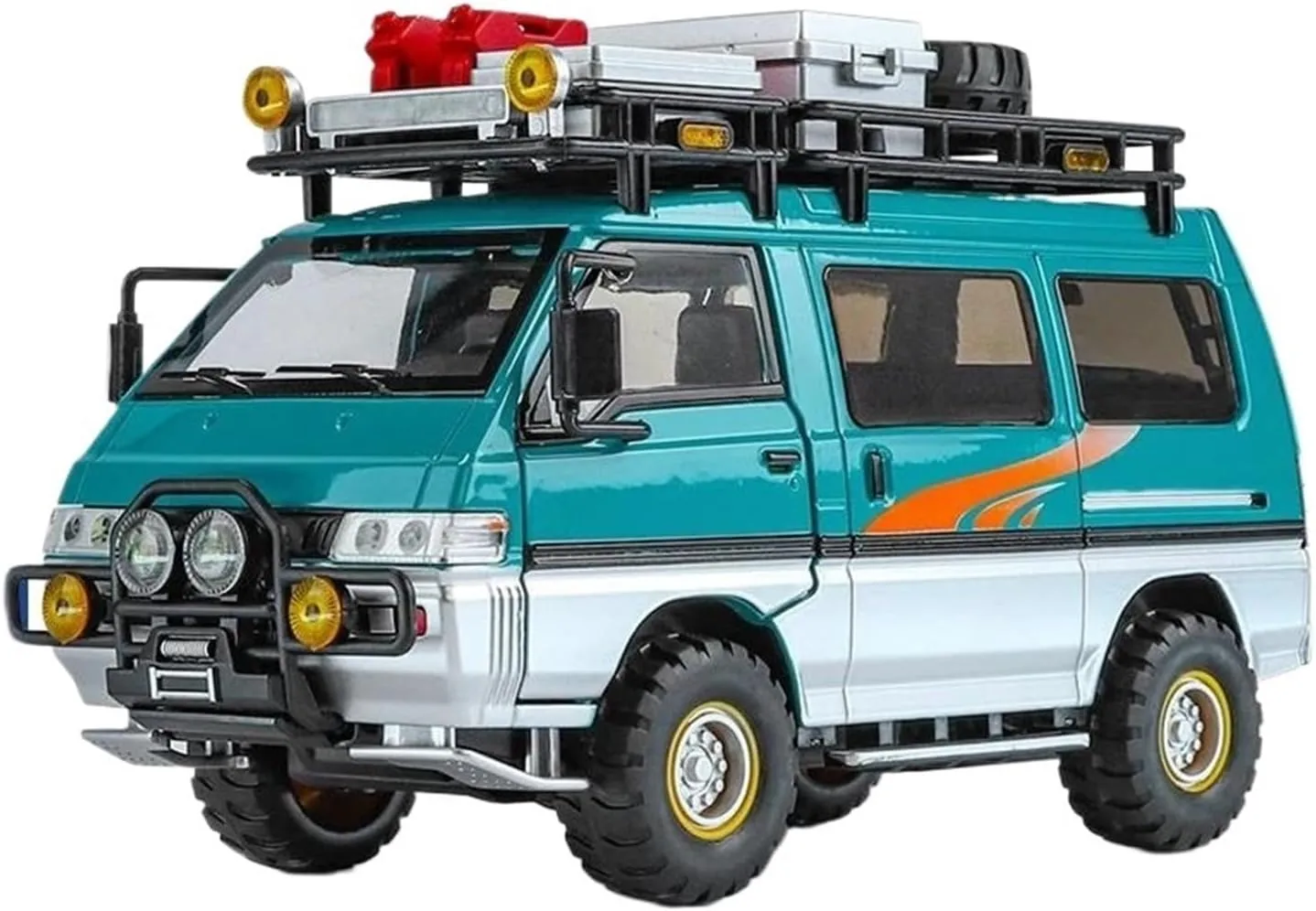 Metal Car Model 1:24 for Mitsubishi Delica MPV Alloy Car Model Diecast Metal Classic Commercial Vehicles Die Cast Vehicles(Blue)