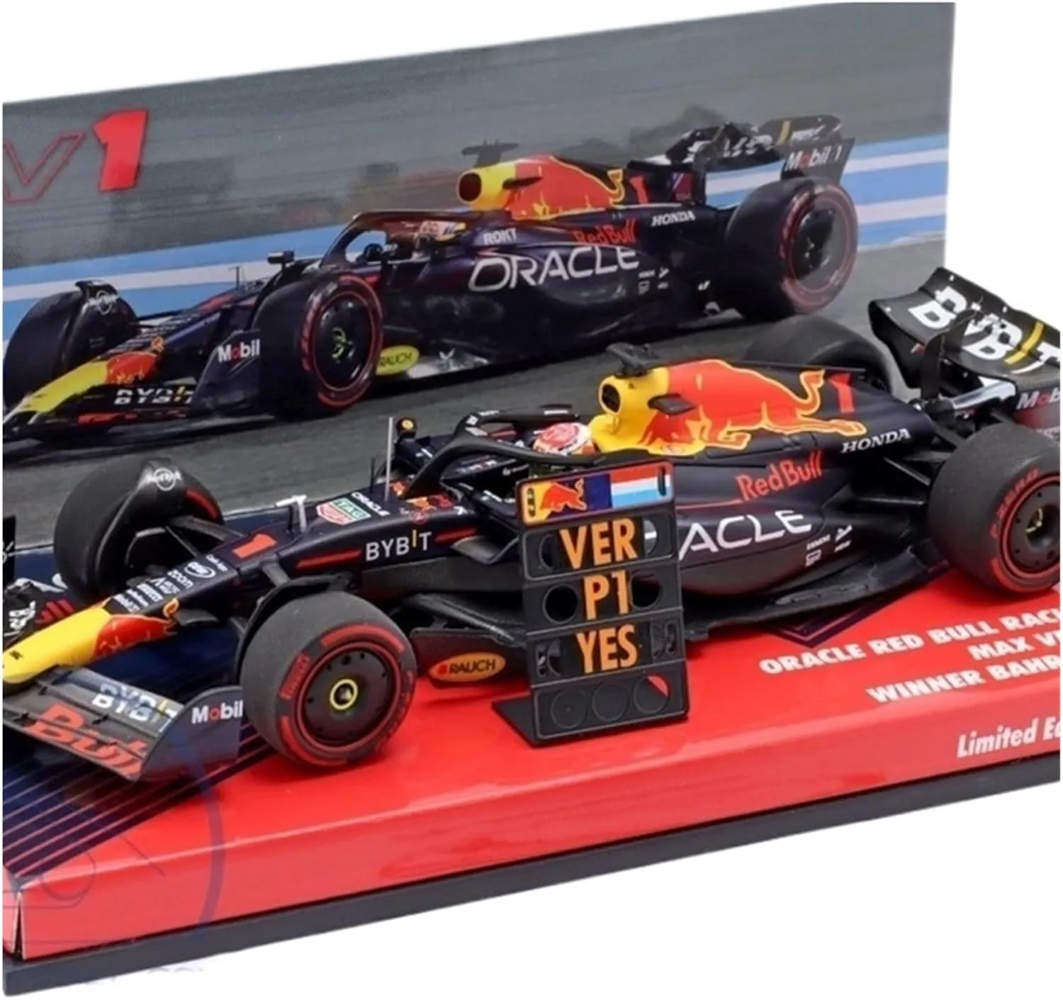 Metal Toy Vehicle 1:43 for RB19 Verstappen 2023 Bahrain Winning Mini Cut Alloy Racing Car Model Collection Ornaments Scale Vehicles