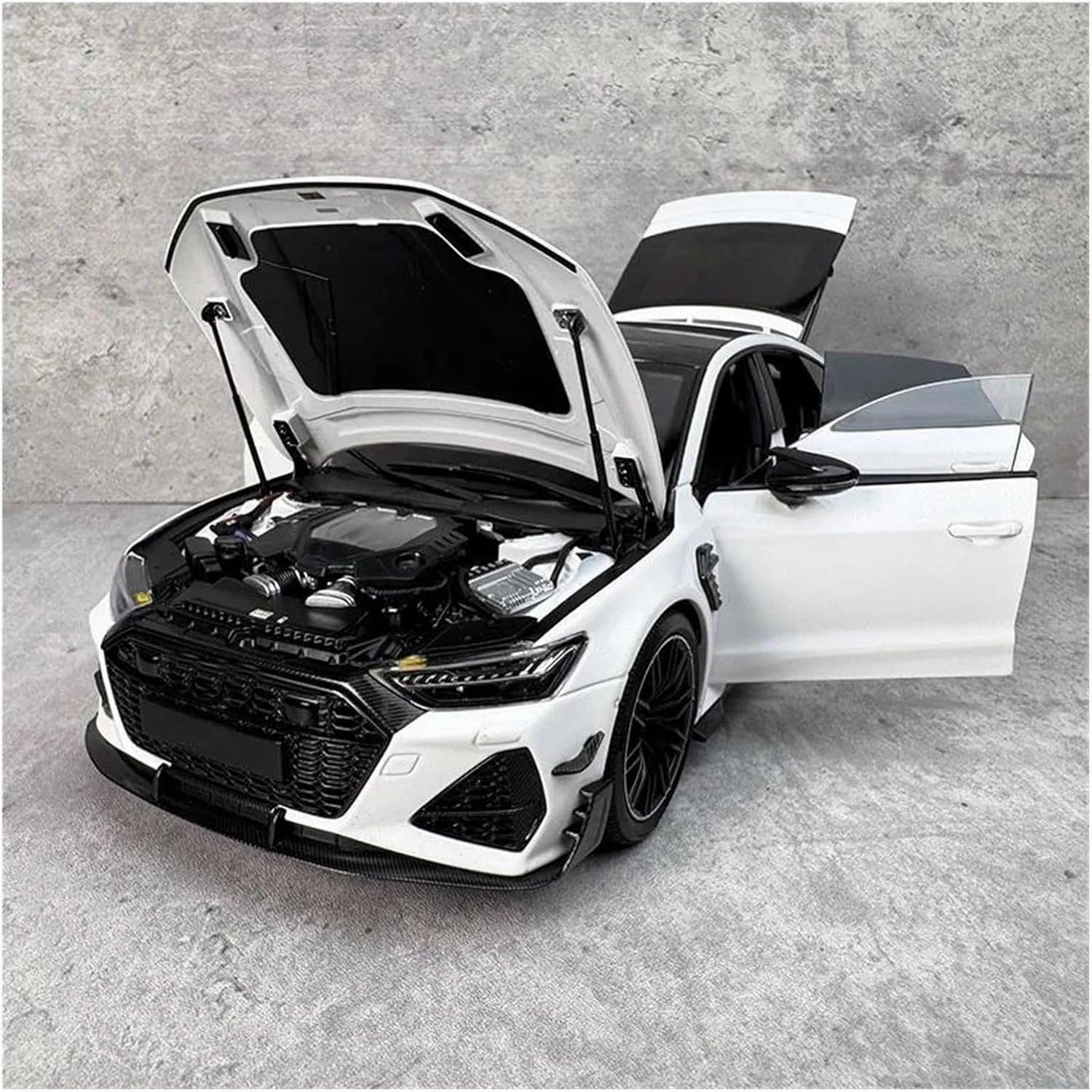 Metal Car Model 1:18 for Audi RS7 ABT Modified Alloy Fully Open Car Model Classic Vehicle Collectible Die Cast Vehicles(White)