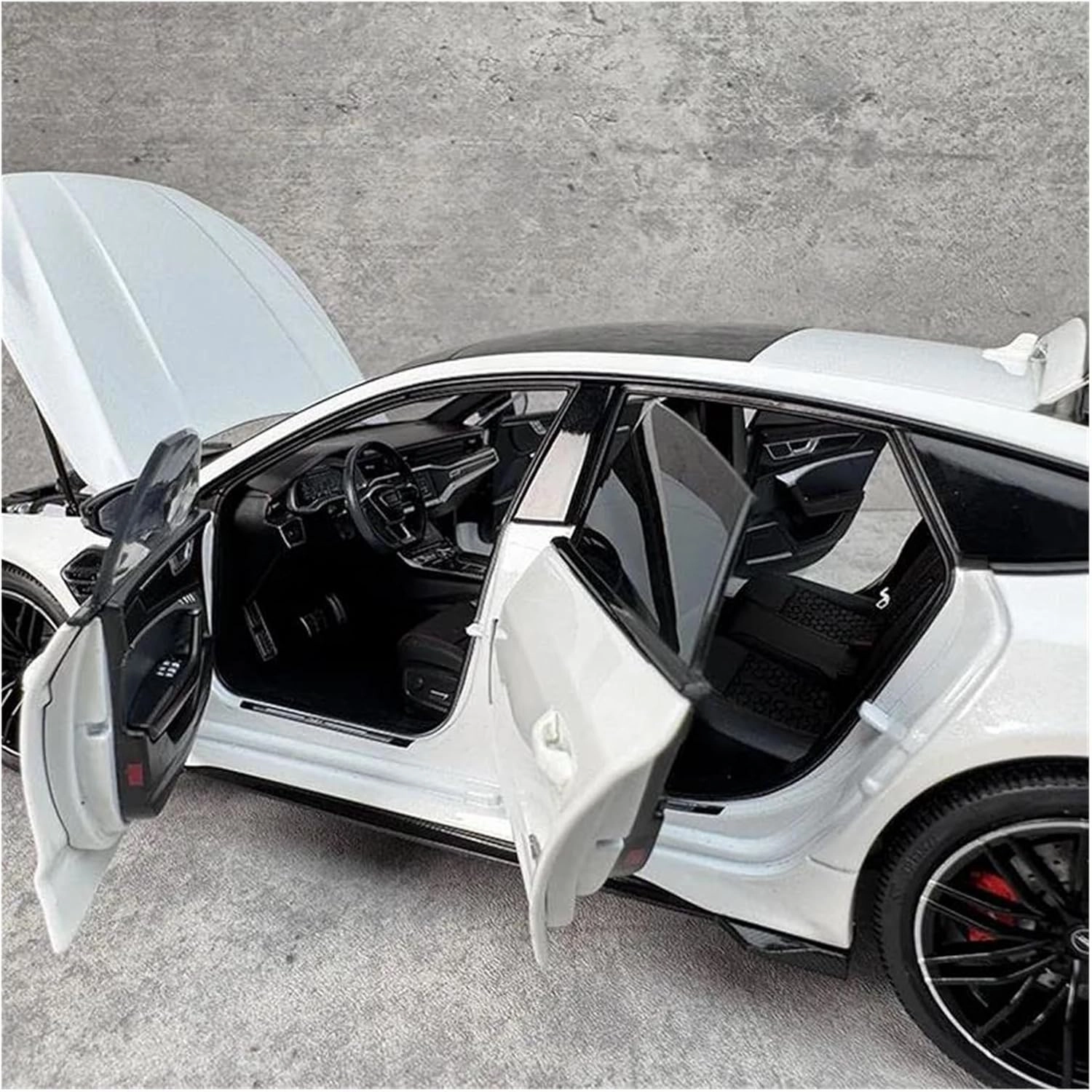 Metal Car Model 1:18 for Audi RS7 ABT Modified Alloy Fully Open Car Model Classic Vehicle Collectible Die Cast Vehicles(White)