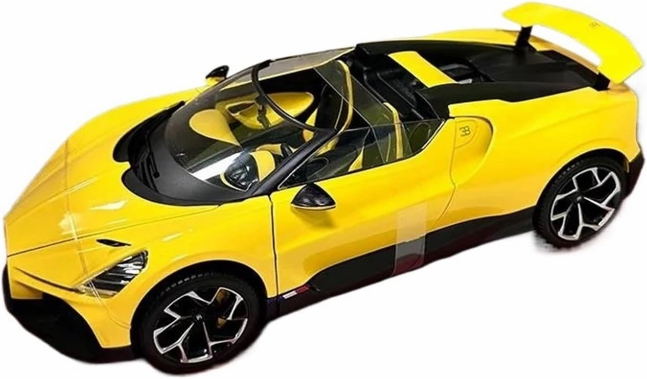 Metal Car Model 1:18 for Bugatti W16 Mistral Yellow Alloy Diecast Model Miniature Sports Car Bookcase Decorations Die Cast Vehicles