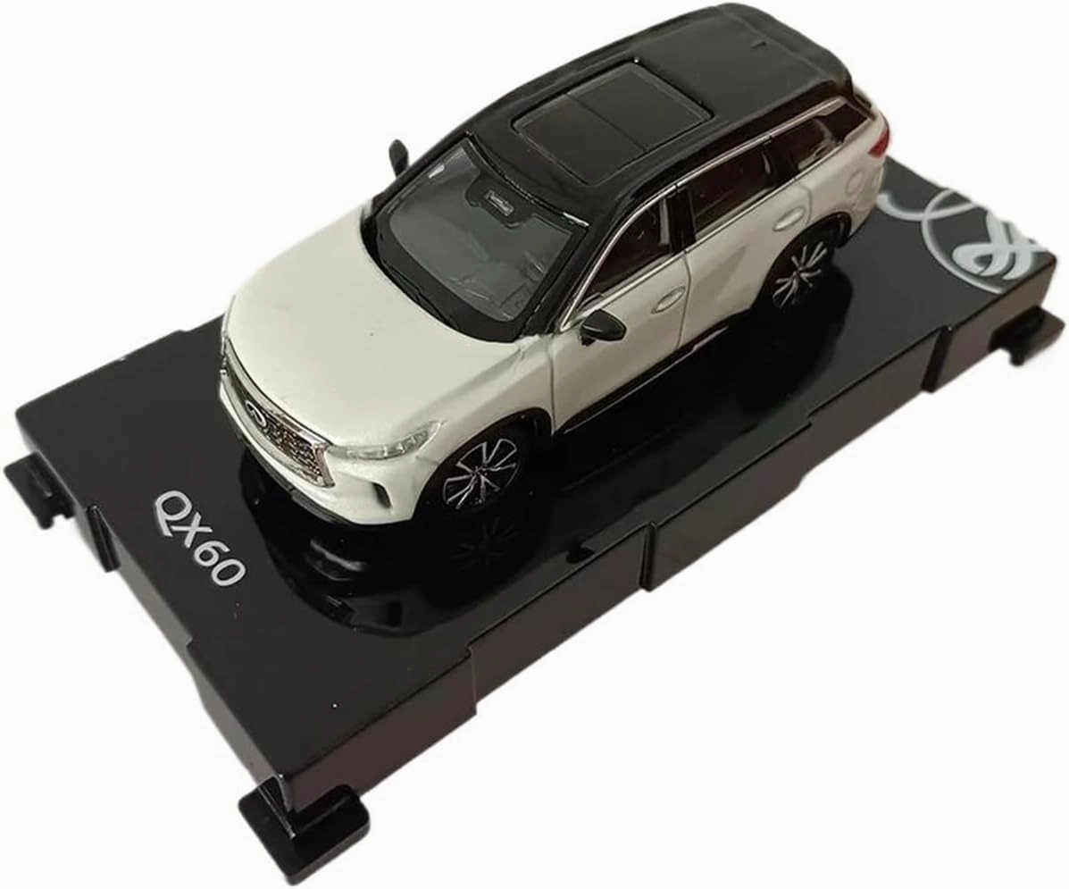 Metal Car Model 1:64 for Nissan Infiniti Qx60 2022 Mini Alloy Die-cast Simulation Car Model Collection with Acrylic Box Die Cast Vehicles(White)