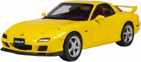 Metal Die Cast Toy Cars 1:18 for Mazda RX7 Yellow Bathurst R Alloy Full Car Model Adult Ornament Collection for Home Or Office Décor