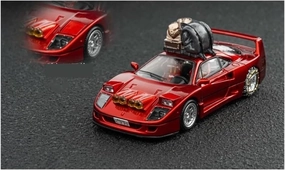Metal Die Cast Toy Cars 1:64 for Ferrari F40 Turnable Light Snow Drifting Diecast Model Car Red Display Stand Decoration for Home Or Office Décor