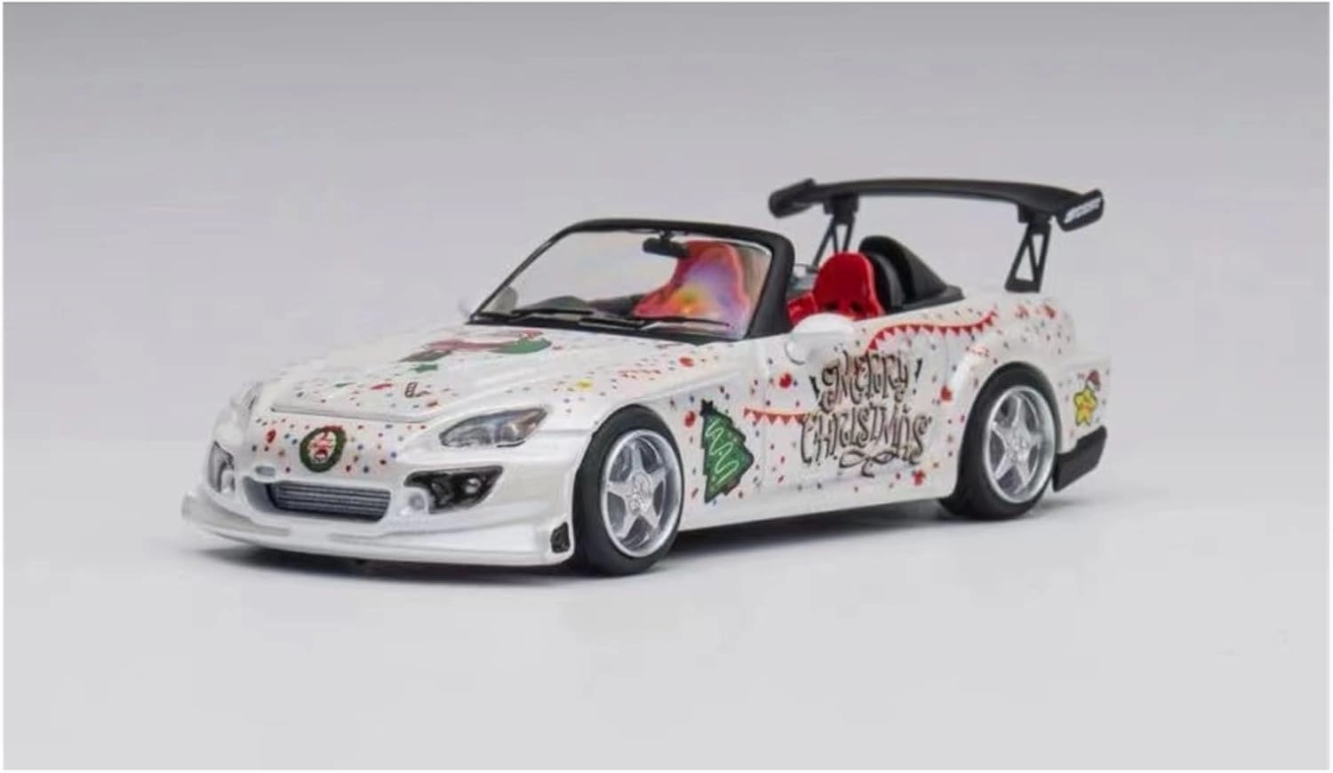 Metal Die Cast Toy Cars 1/64 for Honda S2000 Spoon 2024 Christmas Edition Alloy Mini Car Model MicroTurbo MT for Home Or Office Décor