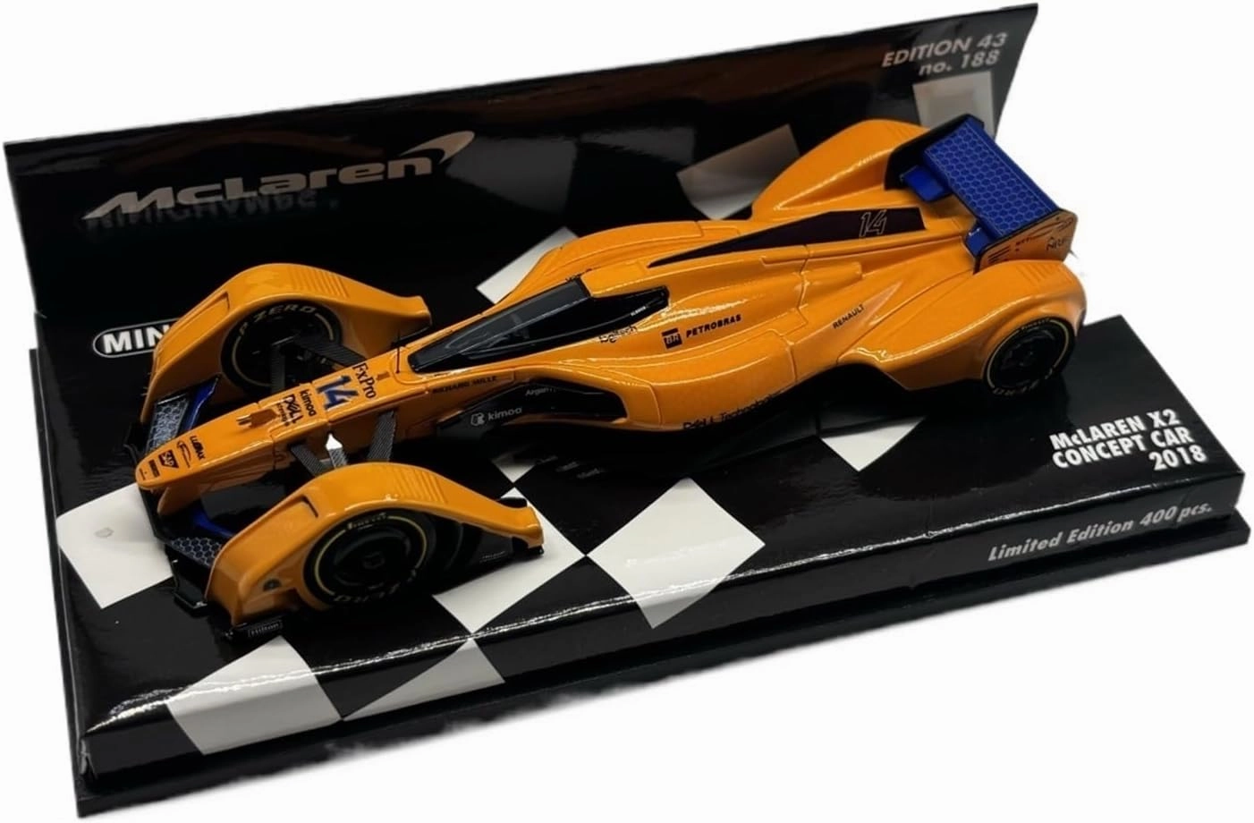 Metal Toy Vehicle Mini Cut for Mclaren Concpet Concept Car 1/43 X2 FE Tram Orange Die-cast Miniature Model Collection Scale Vehicles