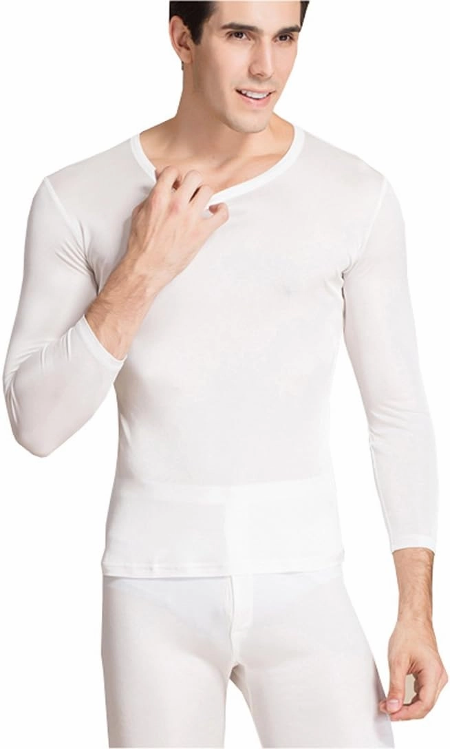 METWAY Silk Long Underwear Men's Mulberry Silk Long Johns Top and Bottom Thermal Underwear Set/Base Layer