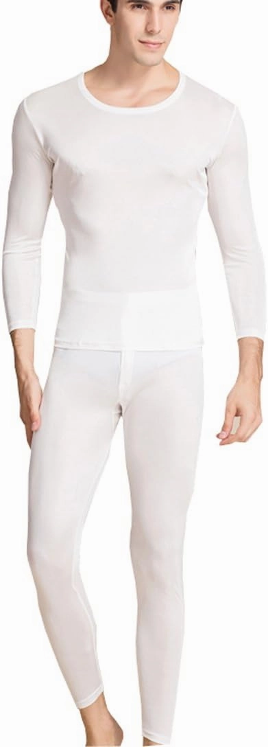METWAY Silk Long Underwear Men's Mulberry Silk Long Johns Top and Bottom Thermal Underwear Set/Base Layer