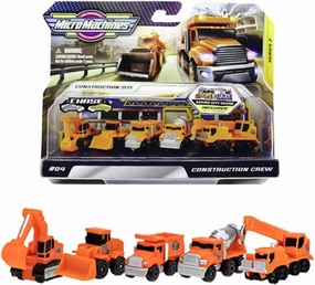 Micro Machines MMW0021 Construction Crew Pack, Features 5 Plus Corresponding Scene-Highly Collectible Themed Toy Cars – Tiny Vehicles, Huge World, Orange