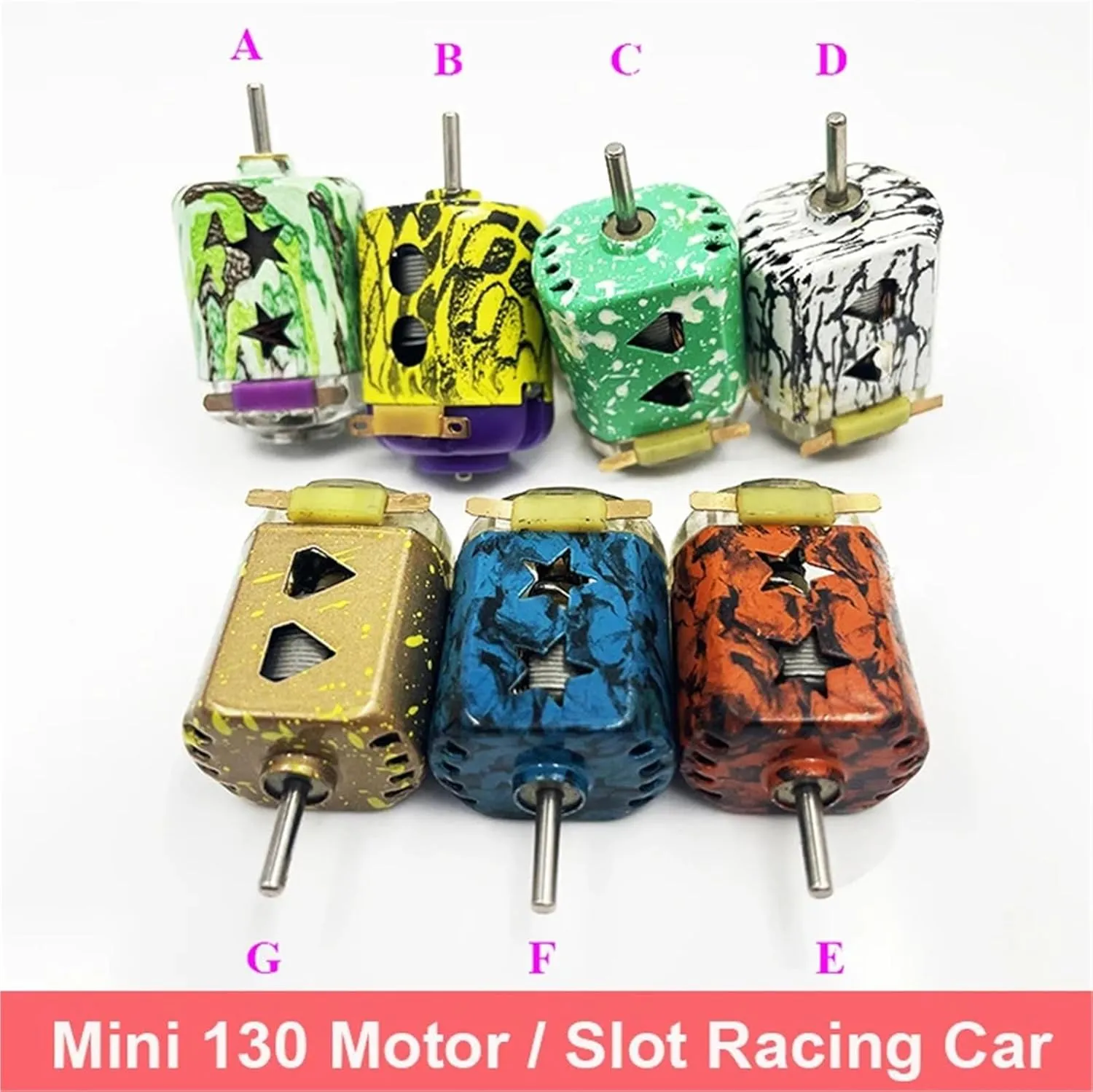 Mini 130 Slot Cars Motor DC 3V 3.7V Ultra-high Speed Strong Magnetism Engine Cooling Hole 2mm Shaft DIY RC 4WD Slot Racing Car(Model G)