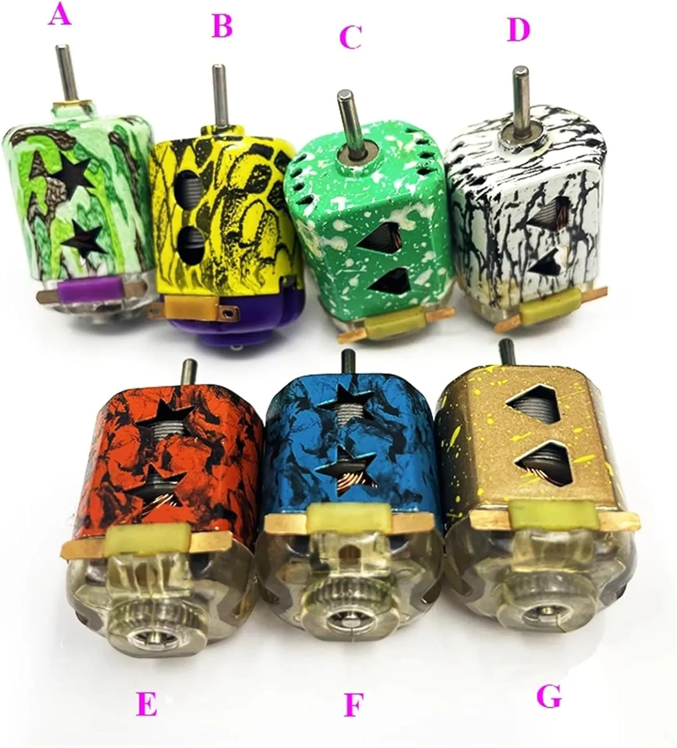 Mini 130 Slot Cars Motor DC 3V 3.7V Ultra-high Speed Strong Magnetism Engine Cooling Hole 2mm Shaft DIY RC 4WD Slot Racing Car(Model G)