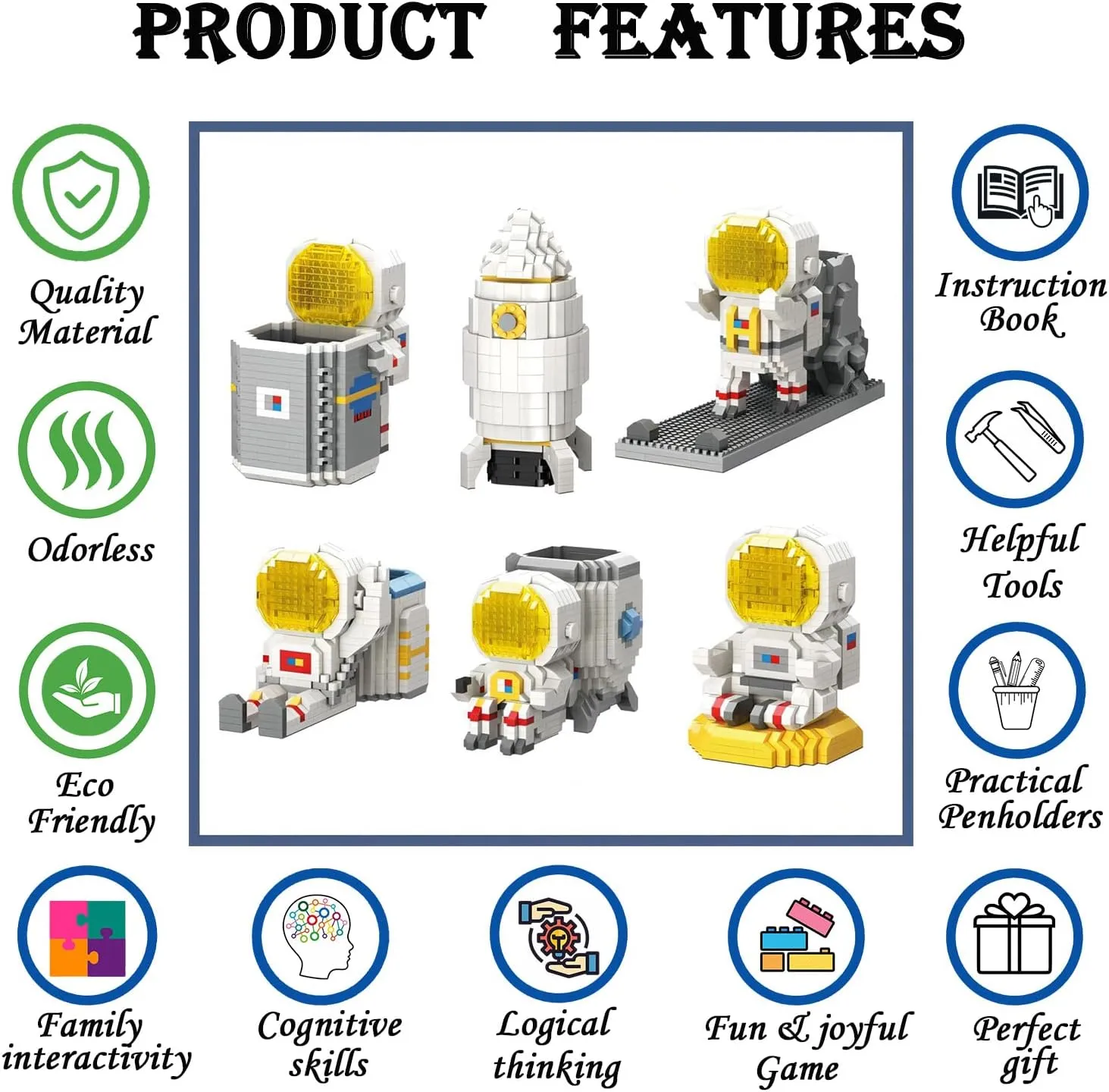 Mini Building Blocks Toy Set Micro Bricks Building Sets DIY Puzzle Set Multi-functional Astronaut Pen-holders with Tool Kit for Kids Age 8  Educational DIY Gift for Boys and Girls(Meditating Spaceman)