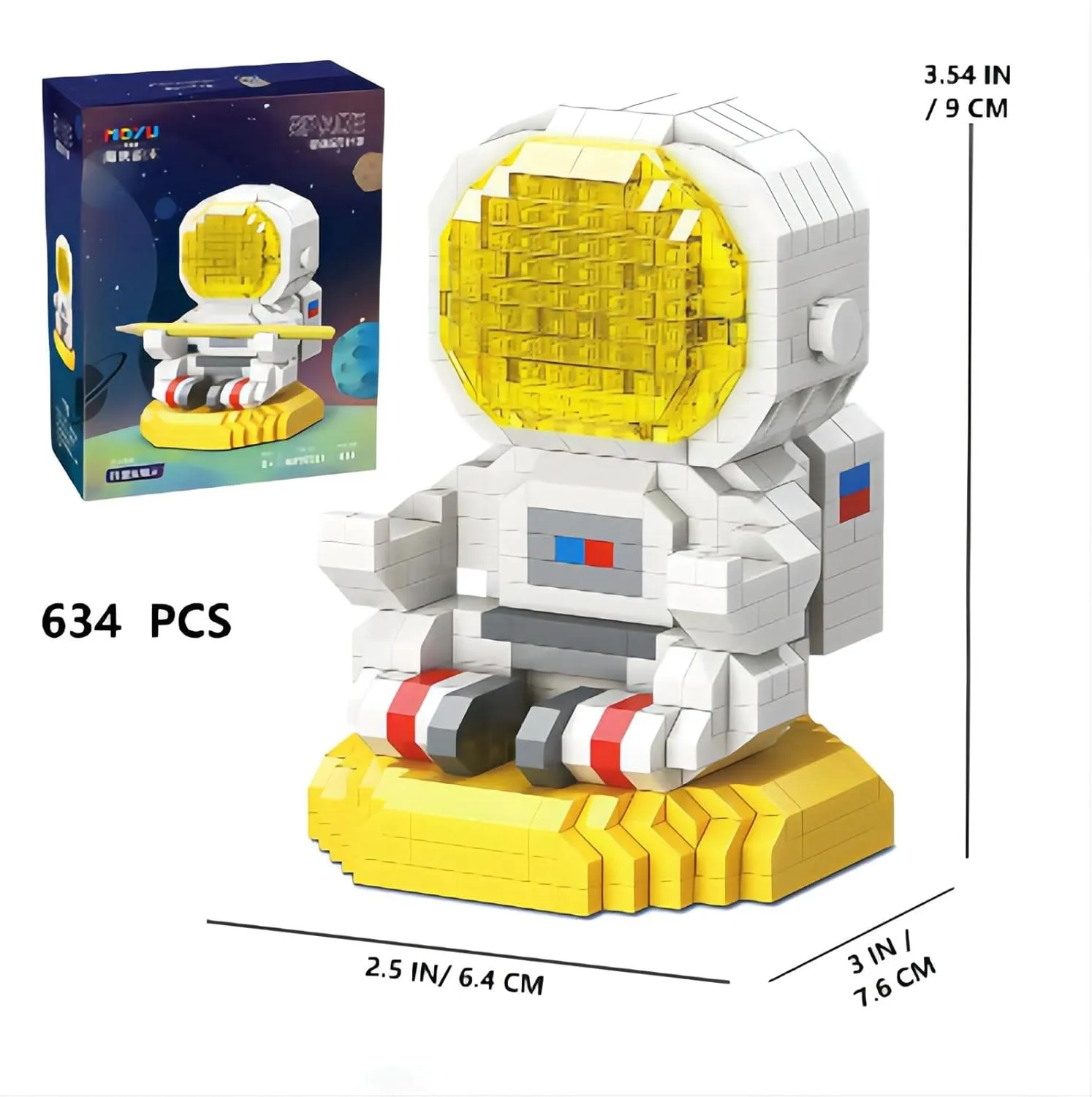 Mini Building Blocks Toy Set Micro Bricks Building Sets DIY Puzzle Set Multi-functional Astronaut Pen-holders with Tool Kit for Kids Age 8  Educational DIY Gift for Boys and Girls(Meditating Spaceman)