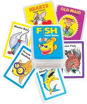 Mini Card Set 12 Pieces - Go Fish, Hearts, and Old Maid, Card Games, Kids Toys, Family Games, Party Favors, Piñata Stuffer, Carnival Prize, Back to School Supplies - 2 inches Per Set