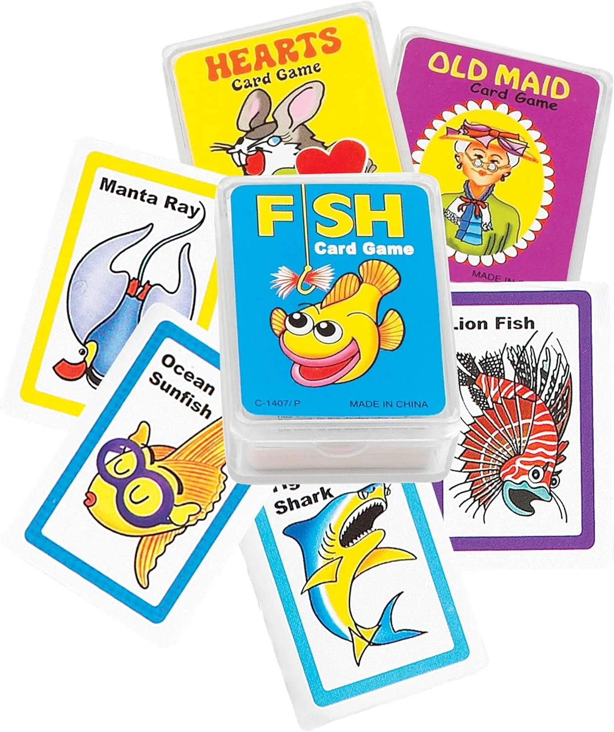 Mini Card Set 12 Pieces - Go Fish, Hearts, and Old Maid, Card Games, Kids Toys, Family Games, Party Favors, Piñata Stuffer, Carnival Prize, Back to School Supplies - 2 inches Per Set