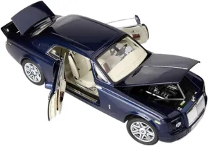 Mini Cars Replica 1/18 for Rolls-Royce Phantom Dark Blue Alloy Car Model 2-Door Full Open Door Scene Simulation Toys Race Car Birthday Party Decorations