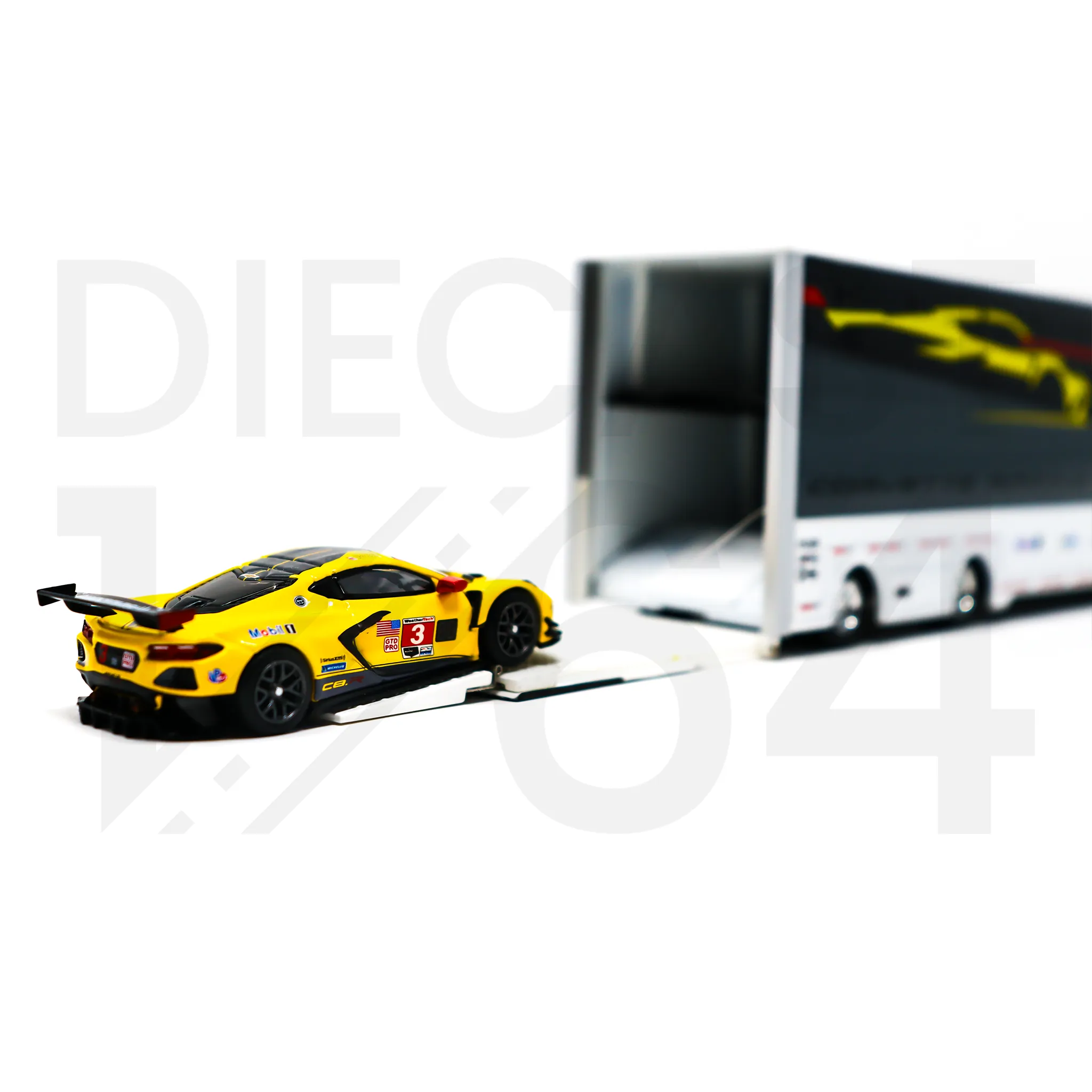 Mini GT Chevrolet Corvette C8R Racing Cars with Western Star Transporter