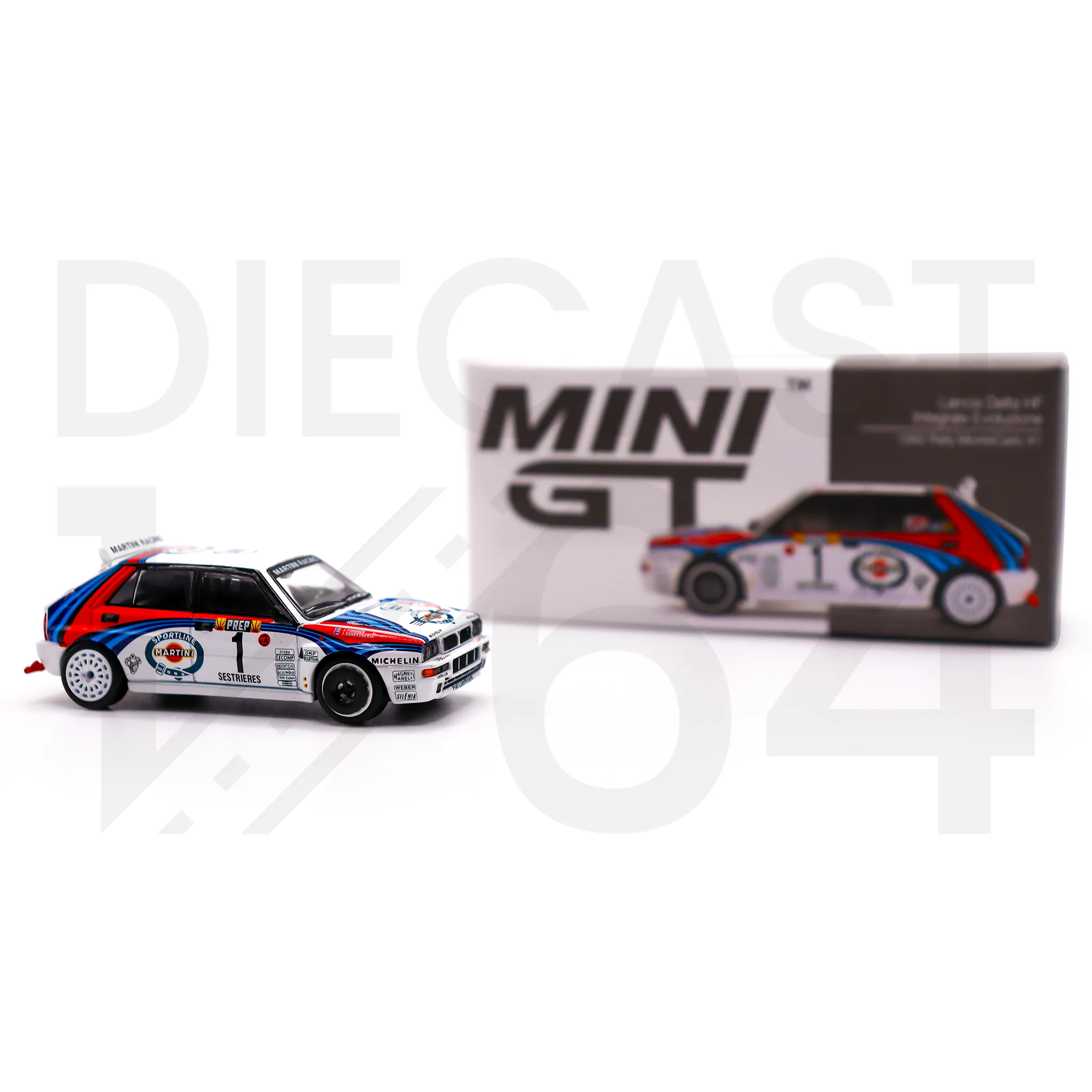 Mini GT Lancia Delta HF Integrale Evoluzione 1992 Rally MonteCarlo - Martini Racing 4 Car Set
