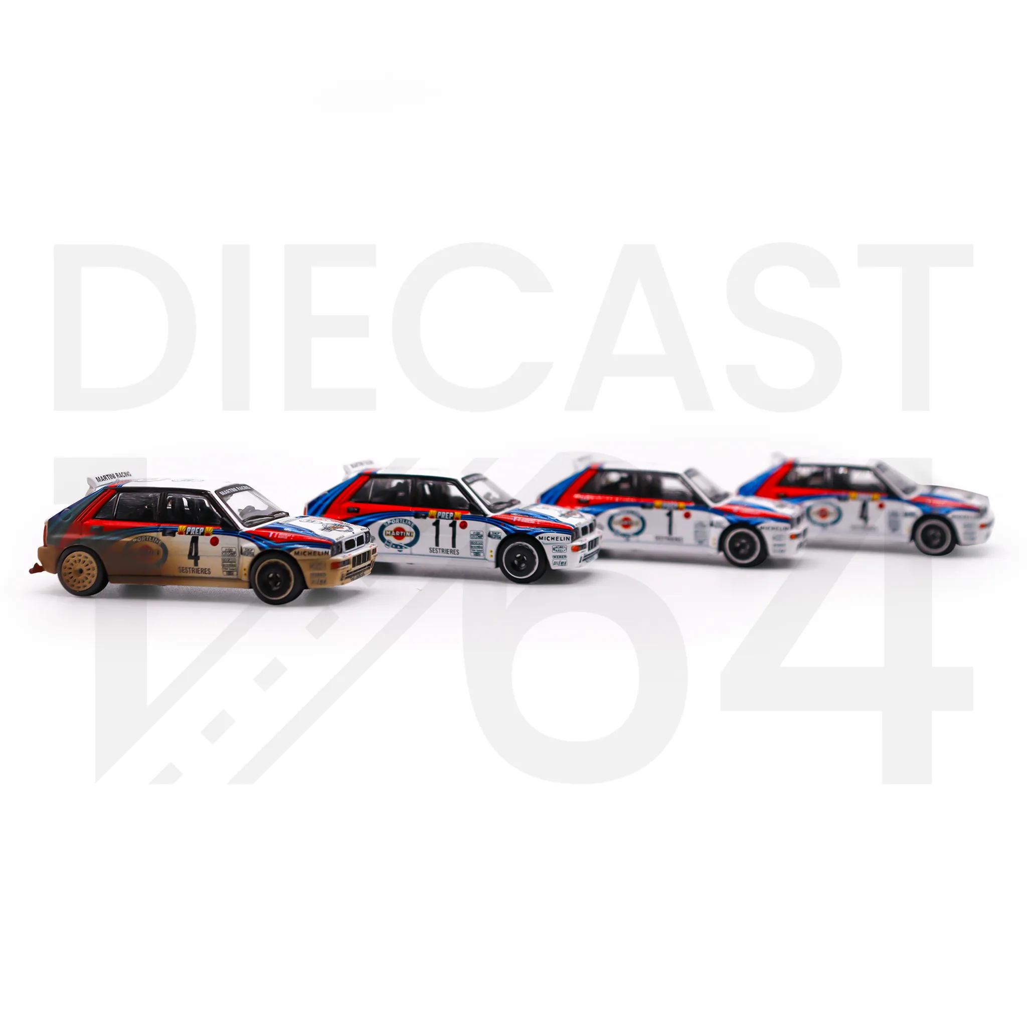 Mini GT Lancia Delta HF Integrale Evoluzione 1992 Rally MonteCarlo - Martini Racing 4 Car Set