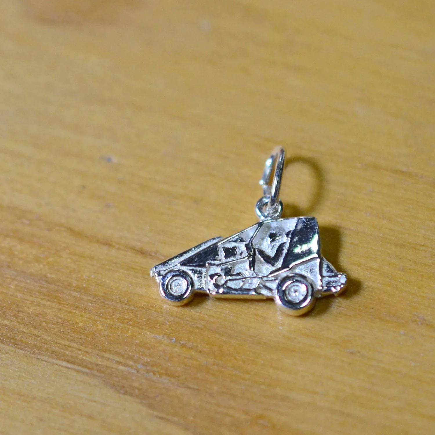 Mini / Micro Non-Wing Sprint Race Car in Sterling Silver, Bracelet CHARM