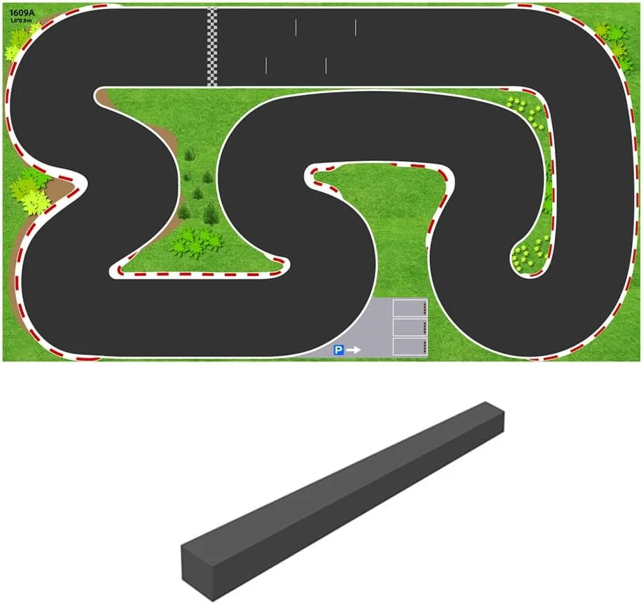 Mini RC Car Race Track with Barriers, RC Drift Car Racing Track Hobby Remote Control Car Track RC Sports Car Track for 1/43, 1/58, 1/64, and 1/72 Mini RC Car Models, 1600 * 900MM