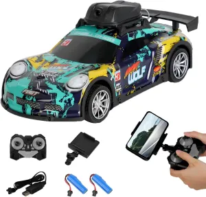Mini RC Drift Car, 2.4G 4CH Remote Control Car with LED Lights and HD Camera, Electric RTR Racing Cars for Adult