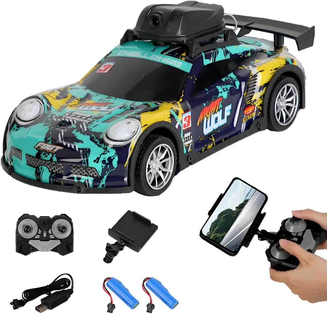 Mini RC Drift Car, 2.4G 4CH Remote Control Car with LED Lights and HD Camera, Electric RTR Racing Cars for Adult