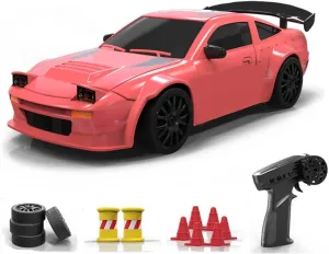 Mini RC Drift Car Model with Lights, Controllable Two Speed Switching, 1:24 Scale Remote Control Electric Racing Car, 4WD High Speed Racing Vehicle for Adults