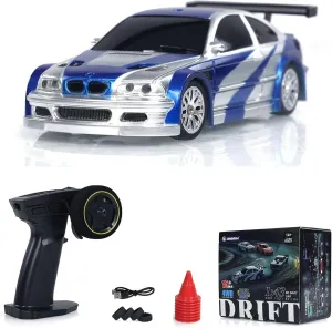 Mini Storms 1/43 Scale 2.4g Full Slidestorm RC Drift Car - 2025 New Electric Mini Racing With Lights Kit, Feel The Joy of Driving (Blue)