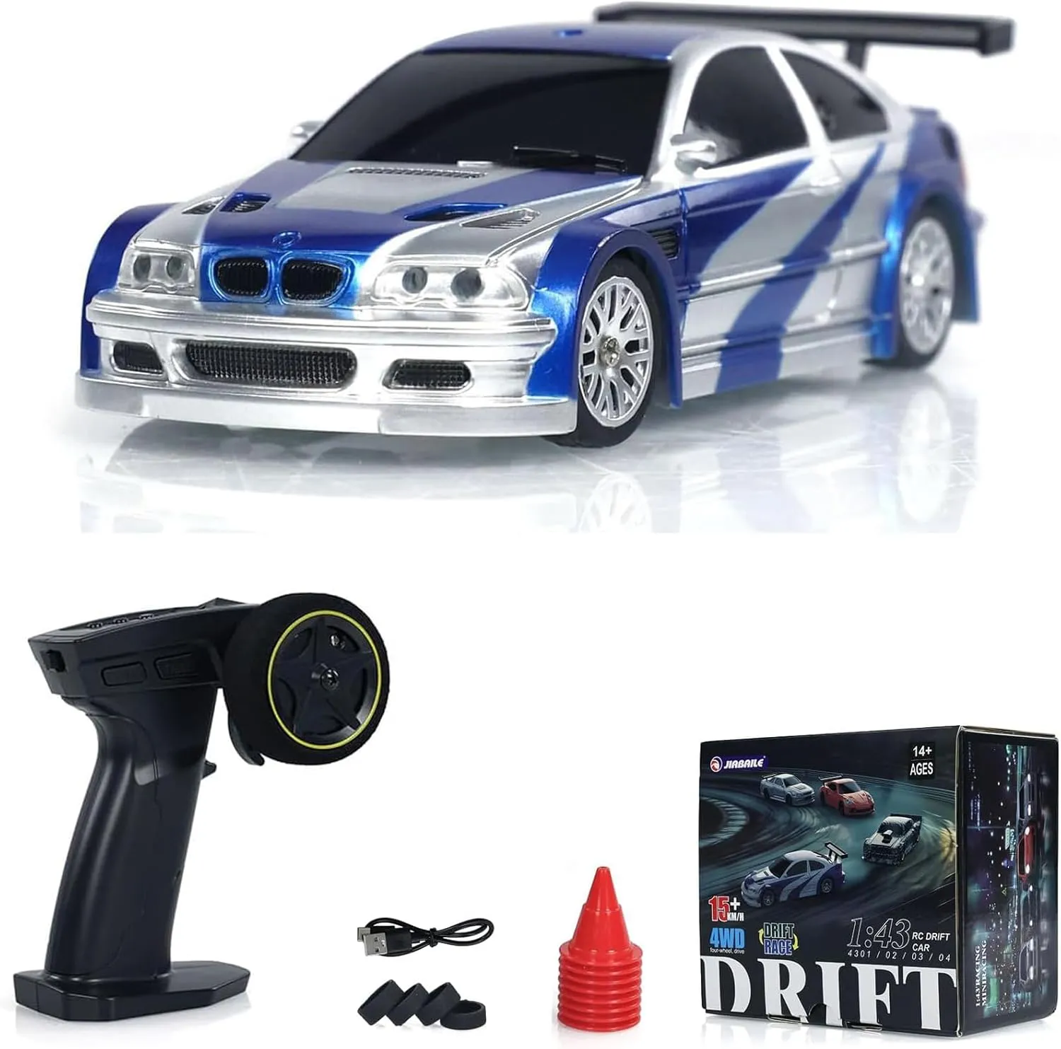 Mini Storms 1/43 Scale 2.4g Full Slidestorm RC Drift Car - 2025 New Electric Mini Racing With Lights Kit, Feel The Joy of Driving (Blue)