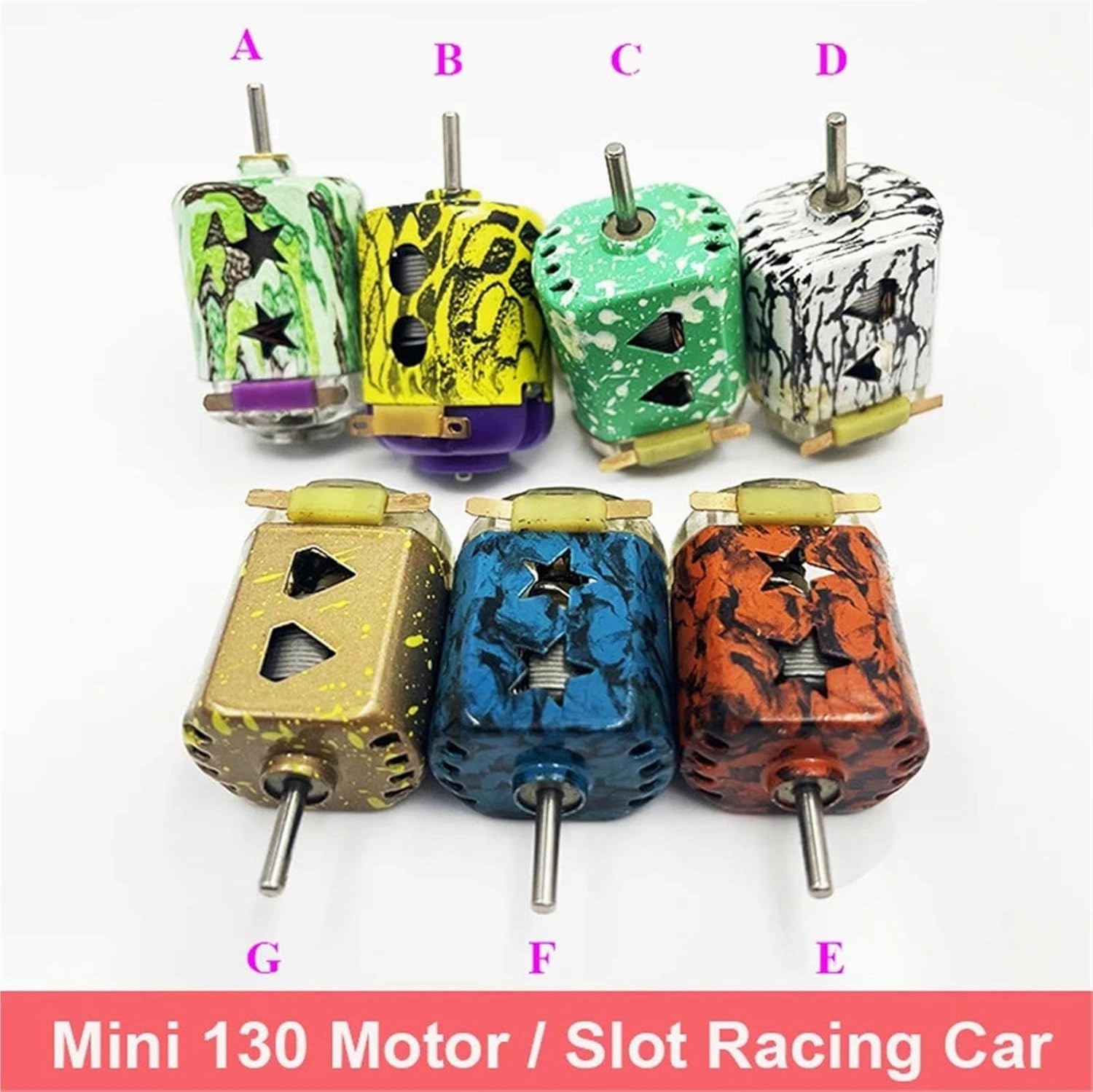 Mini 130 Slot Cars Motor DC 3V 3.7V Ultra-high Speed Strong Magnetism Engine Cooling Hole 2mm Shaft DIY RC 4WD Slot Racing Car(Model B)