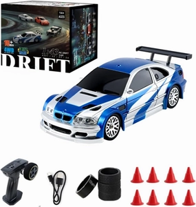 Mini RC Electric Racing Car 4WD with Lights, High Speed RC Vehicle for Adults - RTR Version, 4302 (Blue&White)