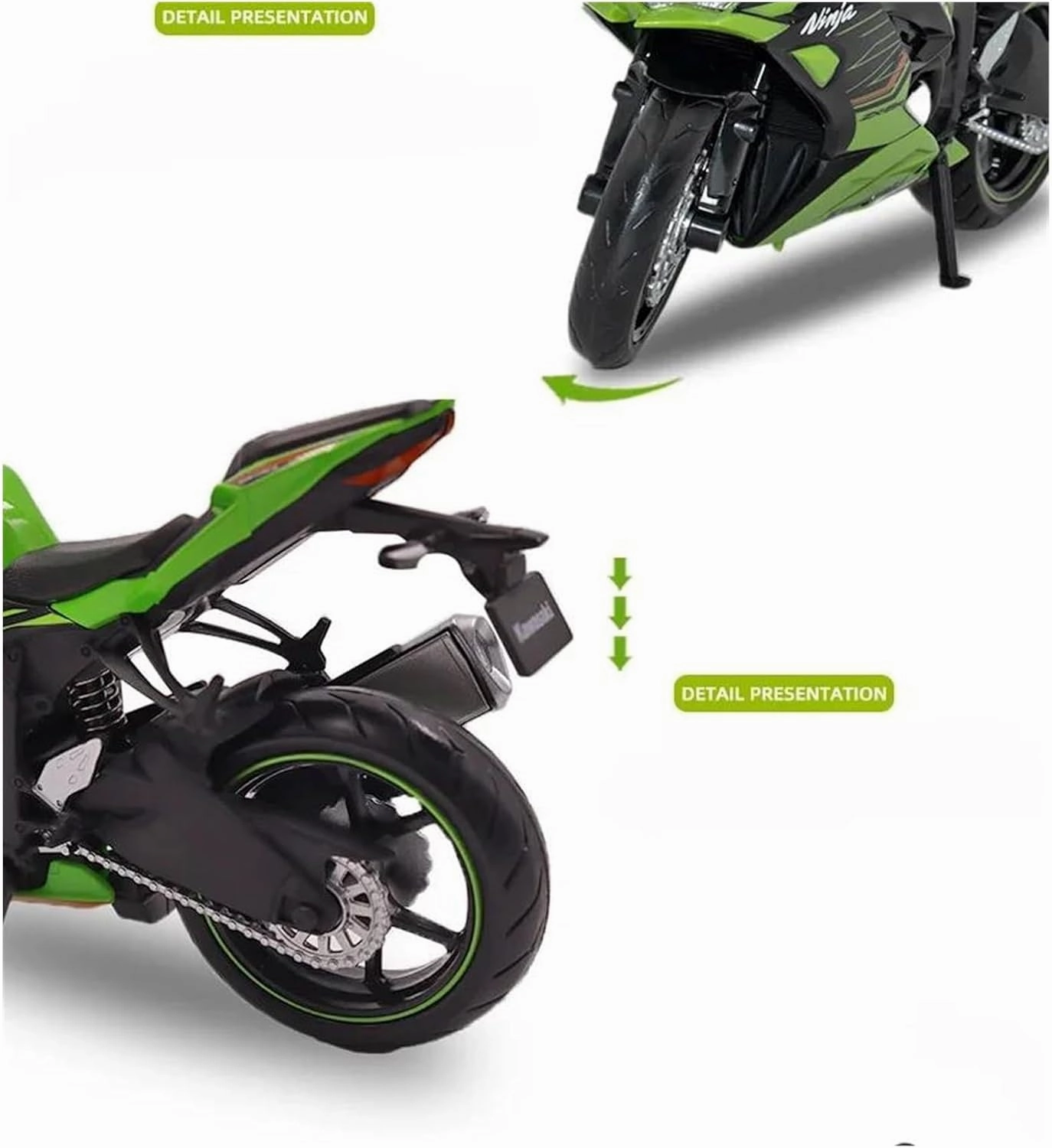 Mini Simulation Motorcycle Toys 1/12 for Kawasaki Ninja ZX-6R Alloy Racing Motorcycle Model Toy Boy Gift Collection Miniature Adult for Boys(White)