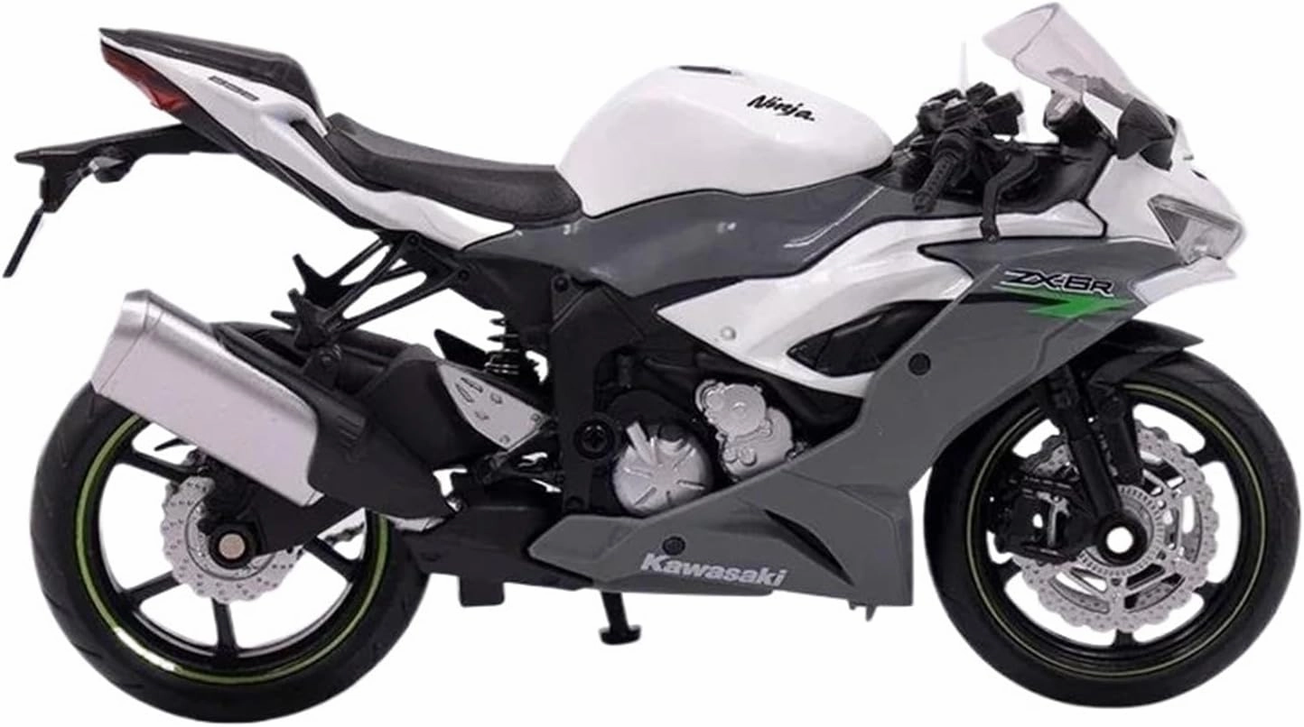 Mini Simulation Motorcycle Toys 1/12 for Kawasaki Ninja ZX-6R Alloy Racing Motorcycle Model Toy Boy Gift Collection Miniature Adult for Boys(White)