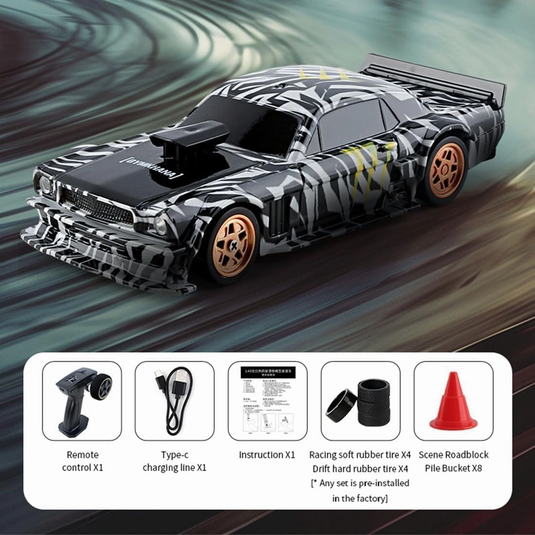 Mini Storms 1/43 Scale 2.4g Full Slidestorm RC Drift Car - 2025 New Electric Mini Racing With Lights Kit, Feel The Joy of Driving (Orange)