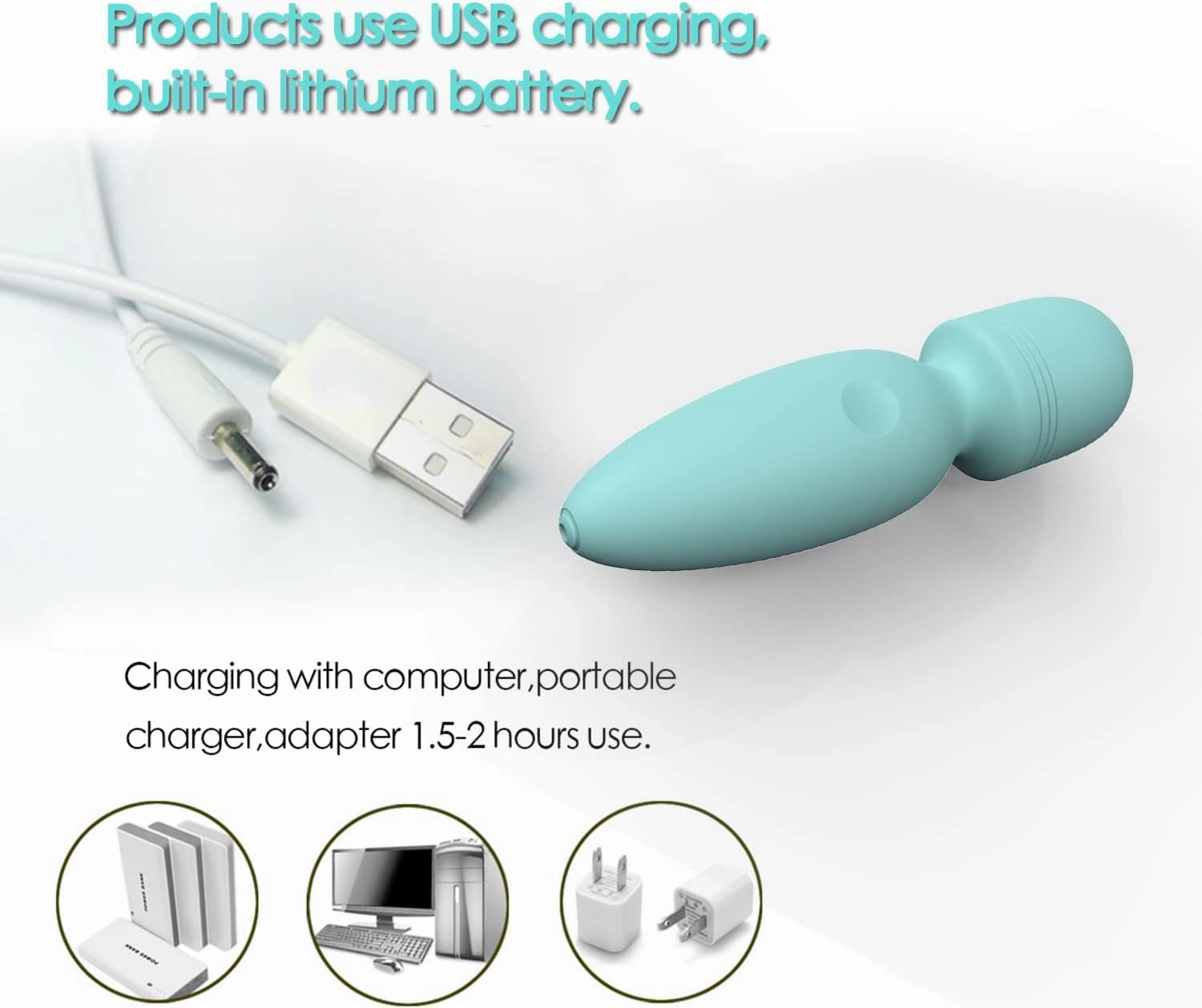 Mini Wand Massager,Small Cordless Handheld Massager with 10 Quiet Vibration Modes, Personal Handheld Rechargeable Massager for Neck Shoulder Back Body