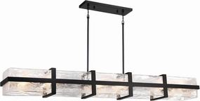Minka Lavery 3618-66A Cloud Break Cloud Glass Island Light, 12-Light 720 Total Watts, 8" H x 60" L, Coal Black