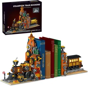 MISINI M2001 Steam Train Lighting Building Bricks Set ，Steampunk Train LED Light Building Set 1252 Pcs for Adults and Teens