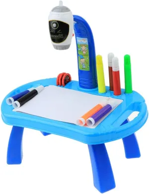 misppro Blue Projector Painting 3 in 1 Art Set for 3  Kids Draw and Learn with Table Lamp, Projection & Painting Includes 4 Lantern Slides 32 Patterns
