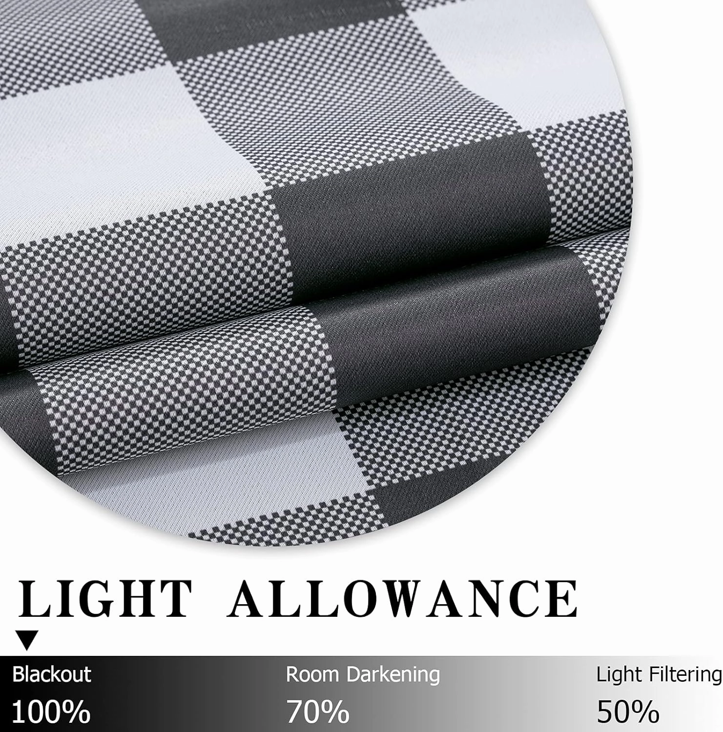 MIULEE Buffalo Plaid Curtains for Farmhouse Bedroom, Blackout Window Drapes with Grommets for Living Room Darkening Light Blocking and Thermal Insulated Set of 2 Panels, W 52" x L 84" Grey and White