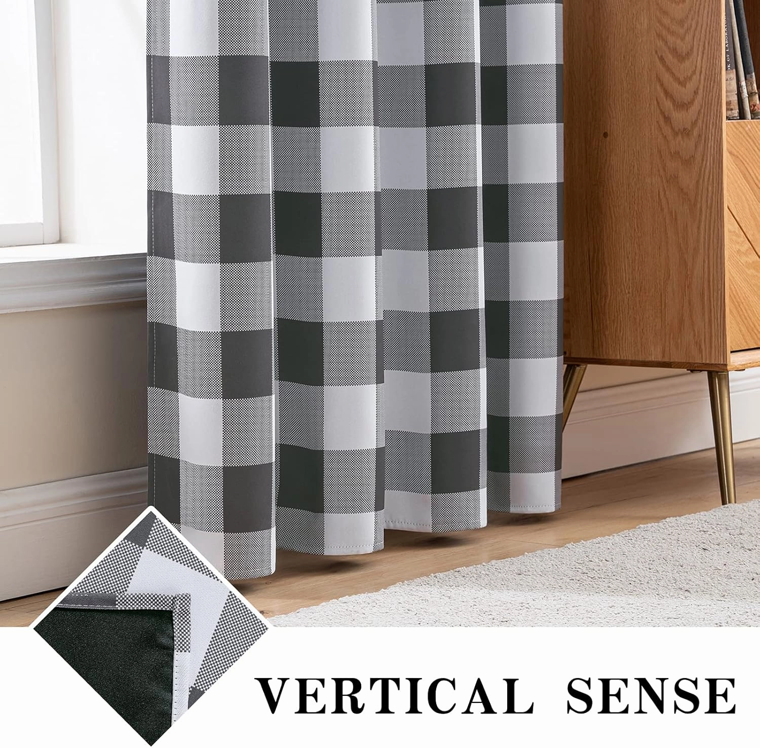MIULEE Buffalo Plaid Curtains for Farmhouse Bedroom, Blackout Window Drapes with Grommets for Living Room Darkening Light Blocking and Thermal Insulated Set of 2 Panels, W 52" x L 84" Grey and White